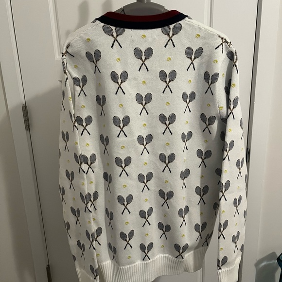 NWT Men’s Supima® Cotton Racquet Jacquard Pattern Cardigan (L) - Picture 4 of 7
